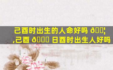 己酉时出生的人命好吗 🐦 ,己酉 🐕 日酉时出生人好吗
